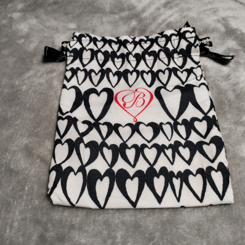 Brighton Cloth Storage Jewelry Bag Drawstring Pouch Bold Heart